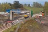 When track laying operations started on the Borders Railway, as well as GB Railfreight 66736 Wolverhampton Wanderers on the tracklaying train, GBRf 66726 Sheffield Wednesday was also in attendance at Millerhill, awaiting the return of the train. Seen at Millerhill, 66726 is stands in the foreground, whilst 66736 disappears around the bend towards Shawfair on the down line on October 6.