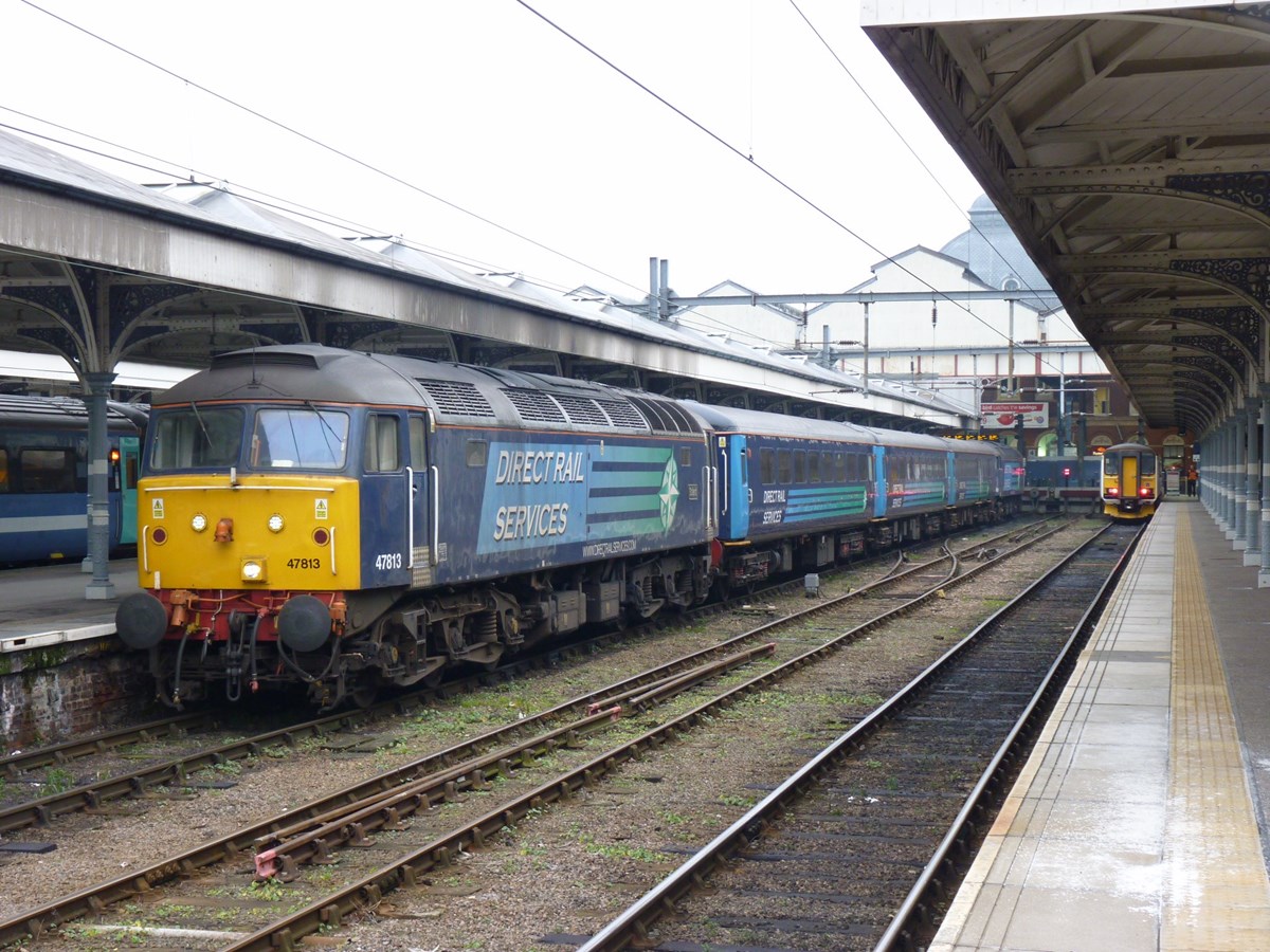 West Coast Railway 47746 waits to leave Norwich on February 12, with the 1007 empty coaching stock to Southall. RICHARD CLINNICK.