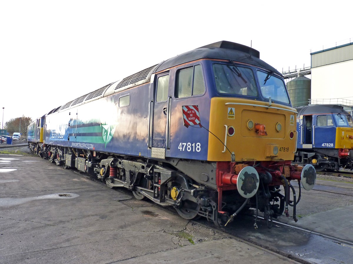 Direct Rail Services 47818 at Crewe Gresty Bridge on November 23 2012. RICHARD CLINNICK. Direct Rail Services 47818 at Crewe Gresty Bridge on November 23 2012. RICHARD CLINNICK.