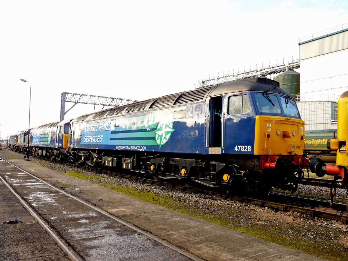 Direct Rail Services 47828 at Crewe Gresty Bridge on November 23 2012. RICHARD CLINNICK. Direct Rail Services 47828 at Crewe Gresty Bridge on November 23 2012. RICHARD CLINNICK.