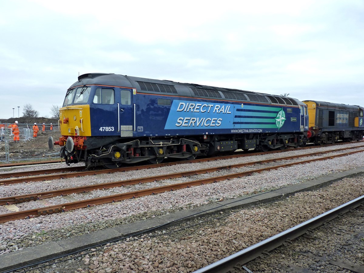 Direct Rail Services 47853 Rail Express at York on February 20 2013. RICHARD CLINNICK. Direct Rail Services 47853 Rail Express at York on February 20 2013. RICHARD CLINNICK.