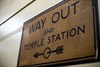 The original 'Way Out' sign pointing towards the Surrey Street exit of Aldwych station. There was talk of this sign being moved to the London Transport Museum archive at Acton, but this hasn't come to fruition.