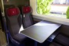 A single demonstration bay of four First Class seats and table, fitted adjacent to the galley in one of the driving cars. NIGEL HARRIS First class seats and table