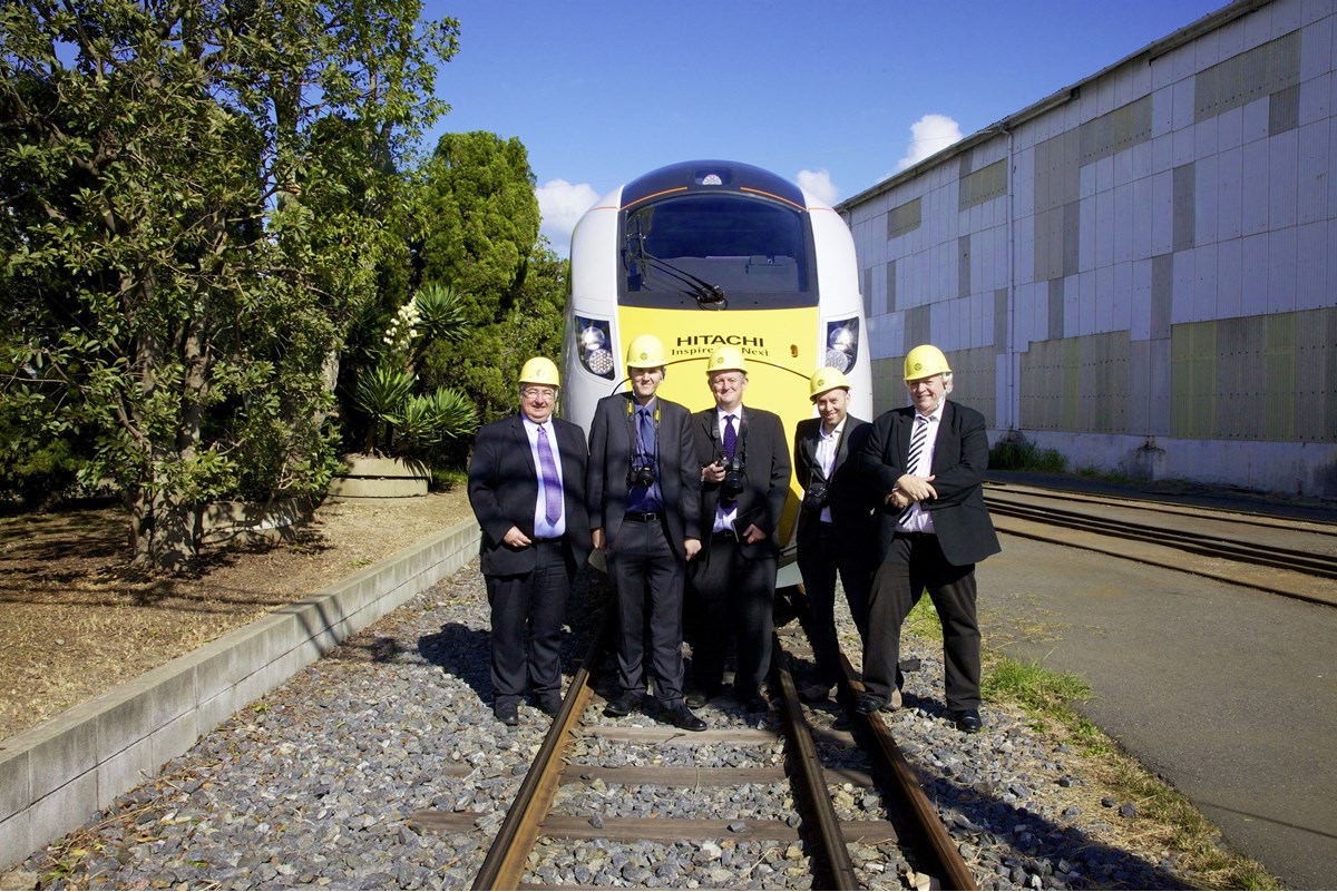 The UK specialist print press pack (from left): Nigel Wordsworth (The Rail Engineer), Keith Barrow (International Railway Journal), Keith Fender (Modern Railways), Nick Kingsley (Railway Gazette International), Nigel Harris (RAIL). UK specialist print press pack