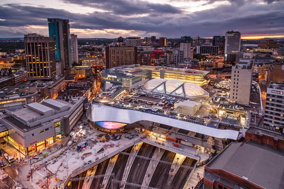 Birmingham New Street at dusk. NETWORK RAIL