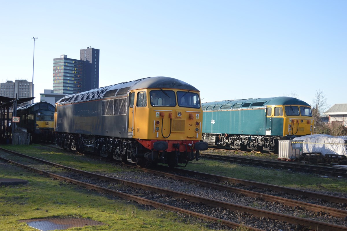 UKRL 37905 (left), 56081 and the Class 56 Group's 56006 stand at Leicester on January 15. RICHARD CLINNICK. UKRL 37905 (left), 56081 and the Class 56 Group's 56006 stand at Leicester on January 15. RICHARD CLINNICK.