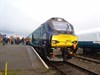 Direct Rail Services 68007 Valiant has just backed on to the 1100 to Wymondham Abbey at Dereham on December 27 2014. This would be the first time a '68' would haul a passenger train on a heritage line.