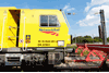 NR’s first Mobile Maintenance Train sits at Darlington on September 11 2015. It consists of mobile maintenance car DR97801, tool car DR97601 and traction car DR97501. PHIL HAIGH