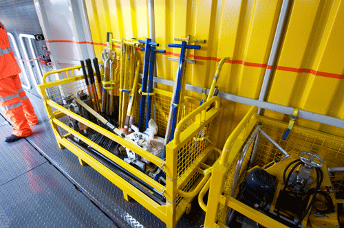 The train has a range of ordinary hand tools, including ballast forks, jacks and clip pullers. PHIL HAIGH
