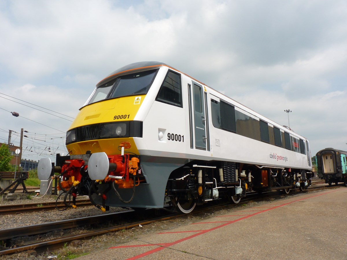 Greater Anglia 90001 Crown Point after it was named.
