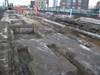 Old platform footings uncovered from the long-lost Southwark Park station. NETWORK RAIL.