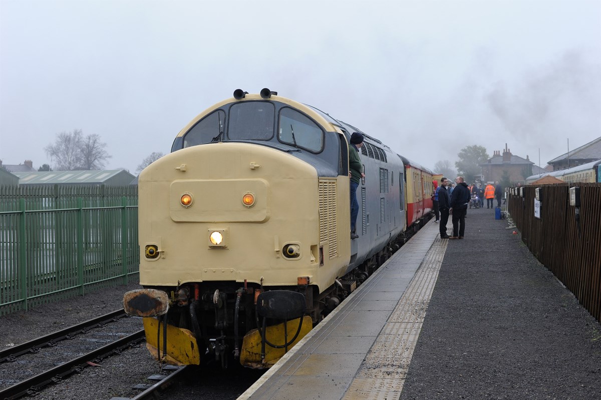 37674 heads the 1005 Leeming Bar-Redmire as it awaits its passengers at Leeming Bar.