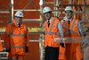 Prince Philip, Duke of Edinburgh is shown around the new Crossrail station taking shape 30 metres below Farringdon in London, where he met some of the apprentices, construction workers and engineers delivering the station on November 4, 2015 in London, United Kingdom. BECHTEL