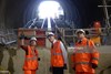 Prince Philip, Duke of Edinburgh is shown around the new Crossrail station taking shape 30 metres below Farringdon in London, where he met some of the apprentices, construction workers and engineers delivering the station on November 4, 2015 in London, United Kingdom. BECHTEL