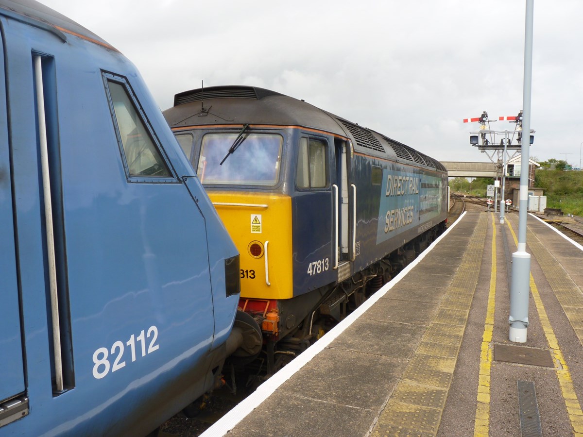 Direct Rail Services 47813 Solent waits to leave Great Yarmouth on September 13 2014 with the 1035 to London Liverpool Street. This would be the last '47'-hauled through train last year. The locomotive failed at Norwich and the subsequent trains booked for a '47' that day, which was the last Saturday booked for '47' use, were cancelled.