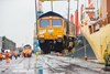GBRf 66778 is lowered onto UK soil at Newport Docks. GBRf 66778 is lowered onto UK soil at Newport Docks.