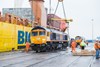 GBRf 66777 at Newport Docks. Even though this was not the final Class 66 to be built, this was the final '66' to be unloaded in the UK. GBRf 66777 at Newport Docks. Even though this was not the final Class 66 to be built, this was the final '66' to be unloaded in the UK.