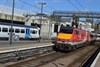VTEC DVT 82219 leads the newly-reliveried rake into platform 8 at King's Cross, with a Great Northern Class 365 stopped in the 'Suburban' shed platforms in the background.