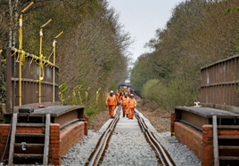 Maintenance workers on a railway line