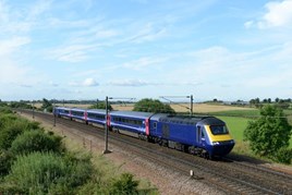 43132 leads the first HST to transfer from Great Western Railway to ScotRail, through Colton near York, on September 1. RON COVER.