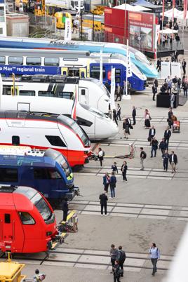 New rolling stock featured strongly. This is the view over one end of the display-track area. RALF GÜNTER © MESSE BERLIN GMBH.