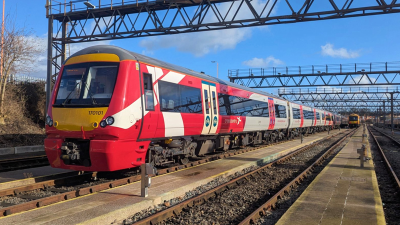 Refurbished CrossCountry Turbostar 170101 at a depot. NATHAN RODGERS/CROSSCOUNTRY.