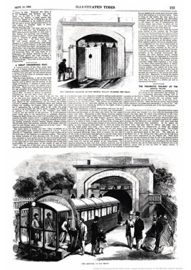 1864 - The Pneumatic Railway, Crystal Palace, engraving. Photo public domain.