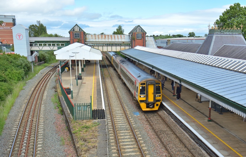 Wrexham is to become the hub of Network North Wales. On May 29 2025, Transport for Wales 158819 and 158825 stop at Wrexham General with the 130 Holyhead to Wolverhampton. CHRIS HOWE.