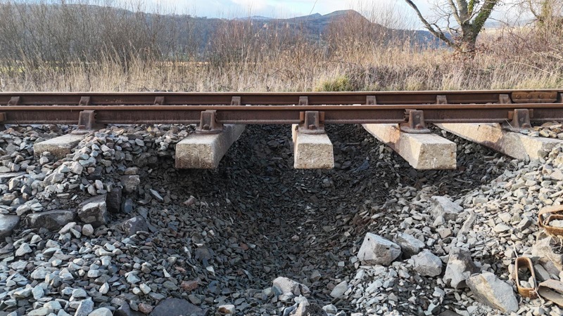 One of the washouts along the Conwy Valley line in North Wales. NETWORK RAIL.