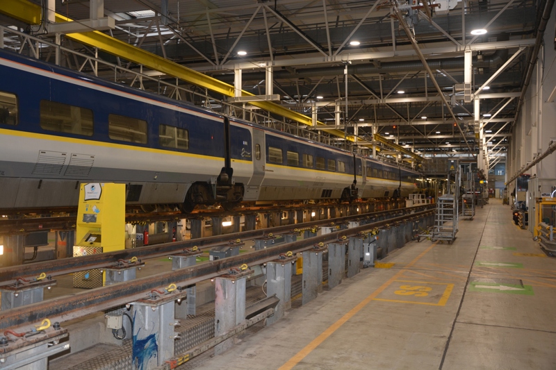 Eurostar e300 on road 2 inside Temple Mills International Depot. DAVID STUBBINGS.
