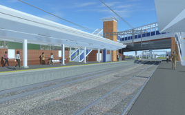 A 3D image of the new platform at Salford Crescent taken from the existing platform