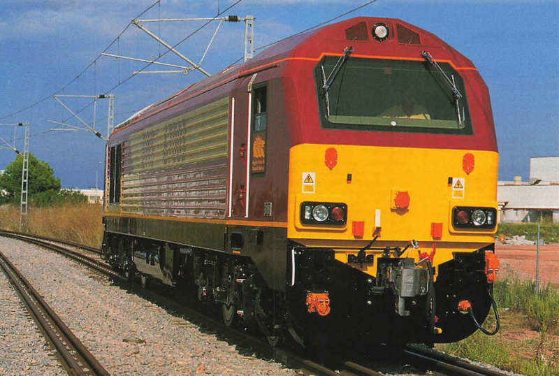 67003 at Valencia in Spain in 1999 before it was shipped to the UK. PIP DUNN.