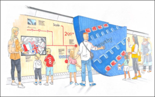 Artist's impression of Inspiration, the Railway 200 exhibition train. NETWORK RAIL.