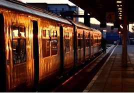 An Arriva Trains Wales Class 150/2 and Class 153 catch the reflection of a stunning sunset at Cardiff Central as they await departure  with the 1942 empty coaching stock working to Canton depot on March 30. TIM SQUIRES.