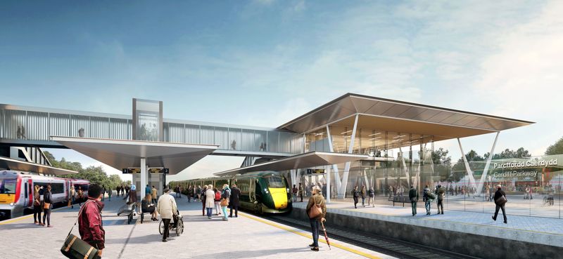 Artist's impression of Cardiff Parkway station. WILKINSON EYRE.