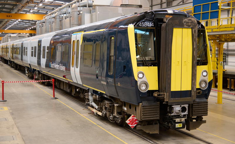 South Western Railway's (SWR) 458414, the last unit to be refurbished by Alstom. CAROL TAYLOR.