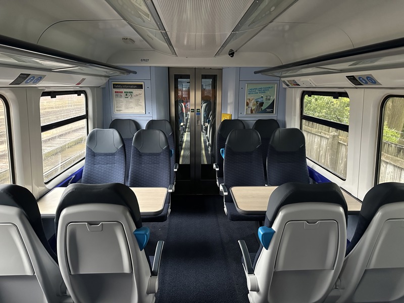 The interior of the first refurbished unit, 458401. ALSTOM.