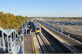 Chiltern Railways 168214 at Oxford Parkway on October 26 2015. RICHARD CLINNICK.
