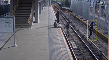 Cameras at Custom House station detect youths taking a short cut across the tracks. KEOLIS AMEY DOCKLANDS.