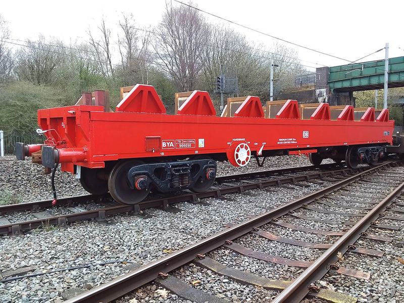 A modified DB Cargo BYA wagon. DB CARGO.