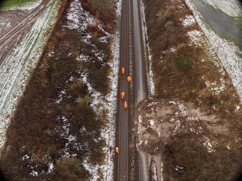 The landslip at Gobowen. NETWORK RAIL.