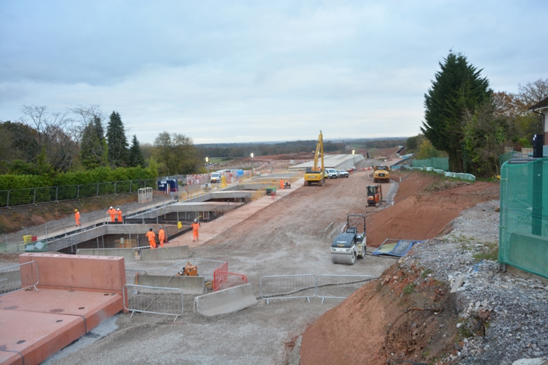 Work on Burton Green 'green tunnel' looking south from Cromwell Lane