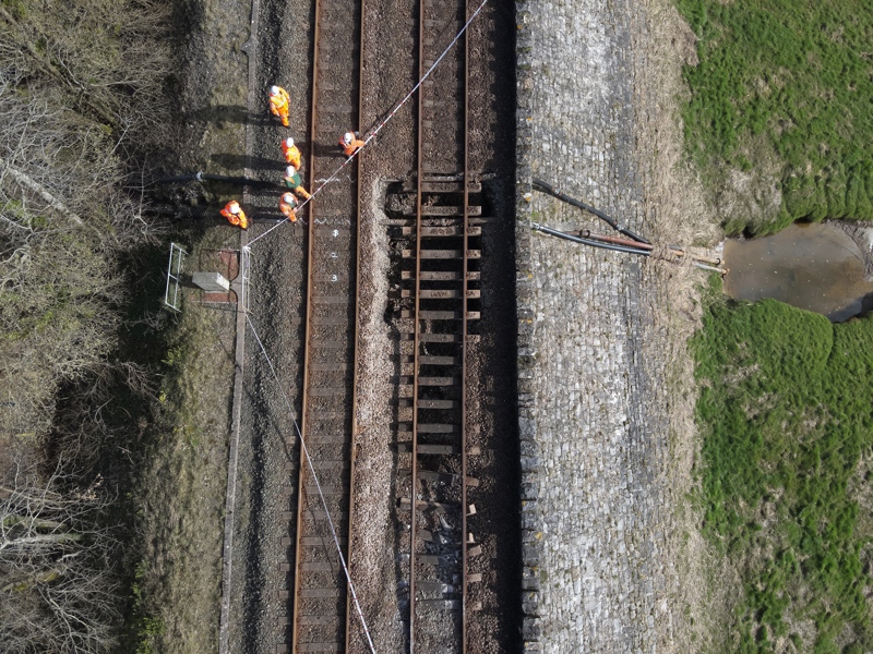 The void in the embankment at Grange-over-Sands. NETWORK RAIL.