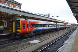 East Midlands Trains 158864 and 158810 at Nottingham on December 18, with the 0550 Norwich-Liverpool. RICHARD CLINNICK.