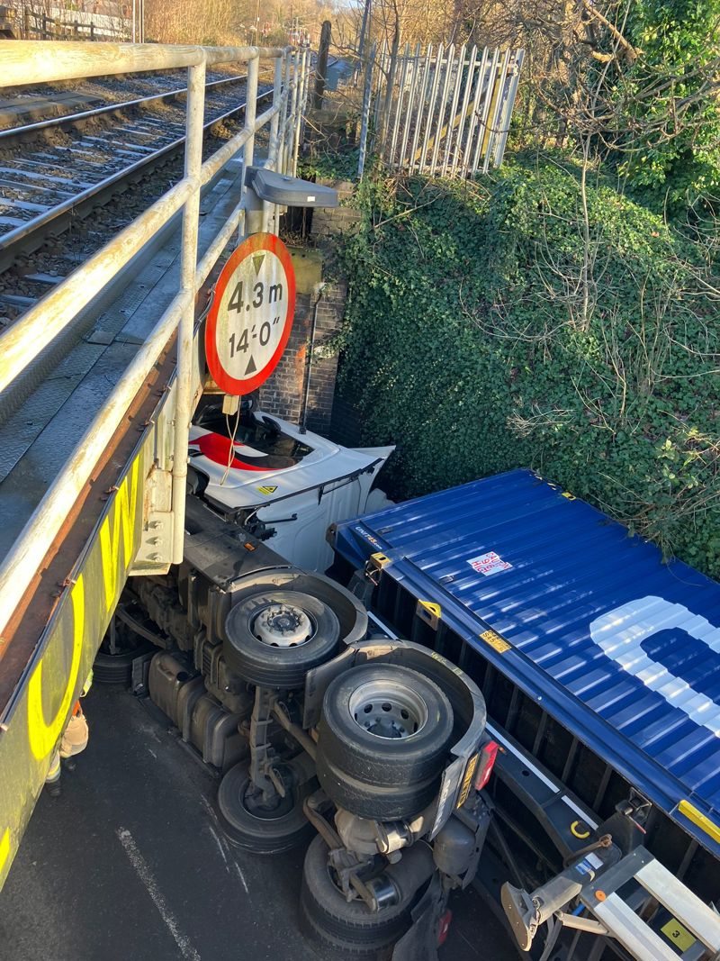 Bridge over Summer Lane in Erdington, Birmingham, after a lorry hit it on January 3. NETWORK RAIL.