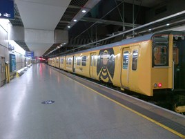 Network Rail 313121 at St Pancras International during ECTS trials. NETWORK RAIL.
