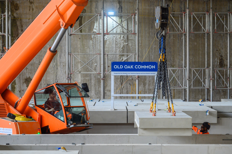 A section of platform being installed at HS2's Old Oak Common station. HS2 LTD.
