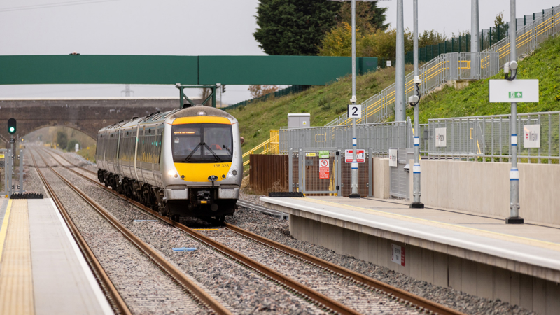 Chiltern's first East West Rail train at Winslow. Photo by Network Rail