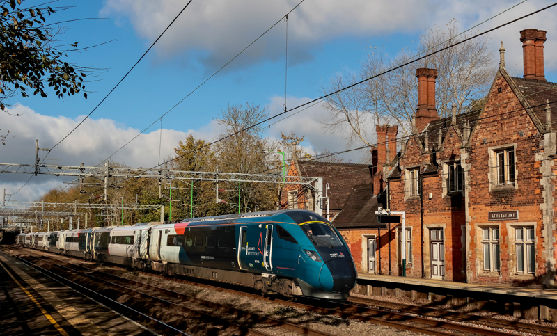 Avanti West Coast 807003 heads south past Atherstone on November 14 operating the 1043 Liverpool Lime Street to Euston service. GRAHAM NUTTALL