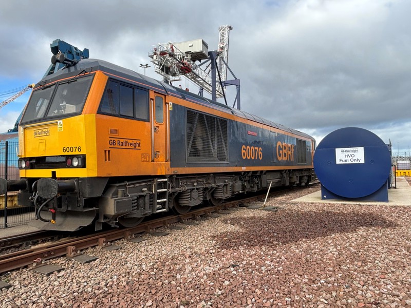 GBRf 60076 at The Port of Tyne HVO refuelling station. GB RAILFREIGHT.